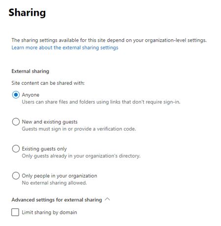sharepoint share anyone greyed out|Sharing problems in Sharepoint (sharing options greyed out).